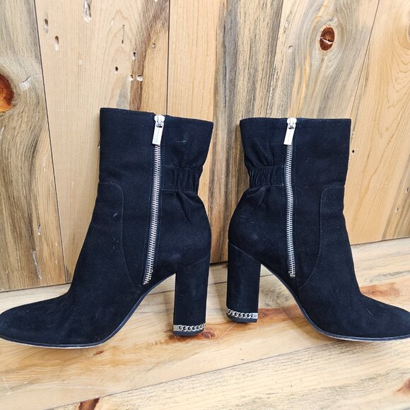 MICHAEL Michael Kors Dolores Suede Block Heel Chain Accent Bootie - Picture 4 of 6